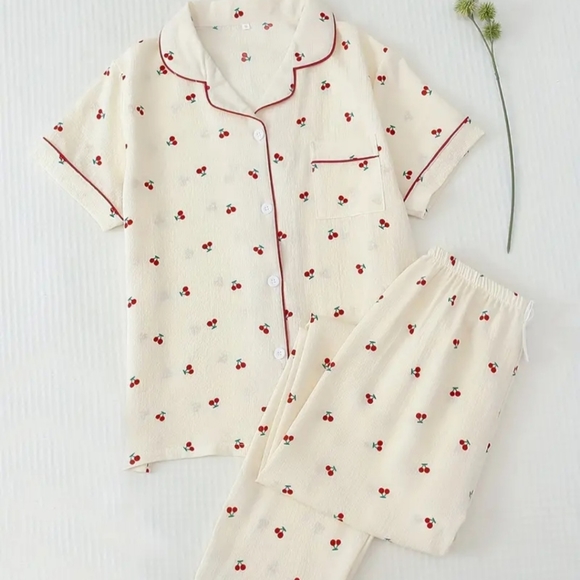 Other - Cherry pajamas set shirt and pants, small